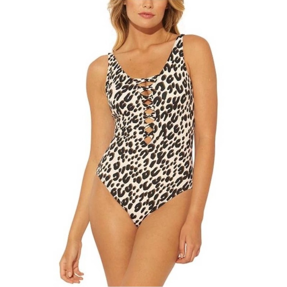 Rod Beattie Ruffle Cheetah Animal Swimsuit SZ 18W